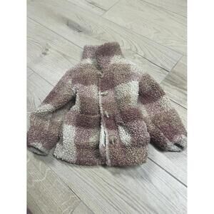 H&M Cream & Brown Plush Teddy Pea Coat for Kids
 Soft plush teddy texture. Butto